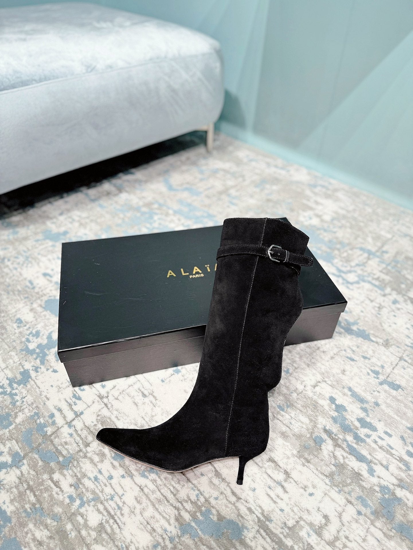 Alaila High Boots 45mm In Black Suede  887964