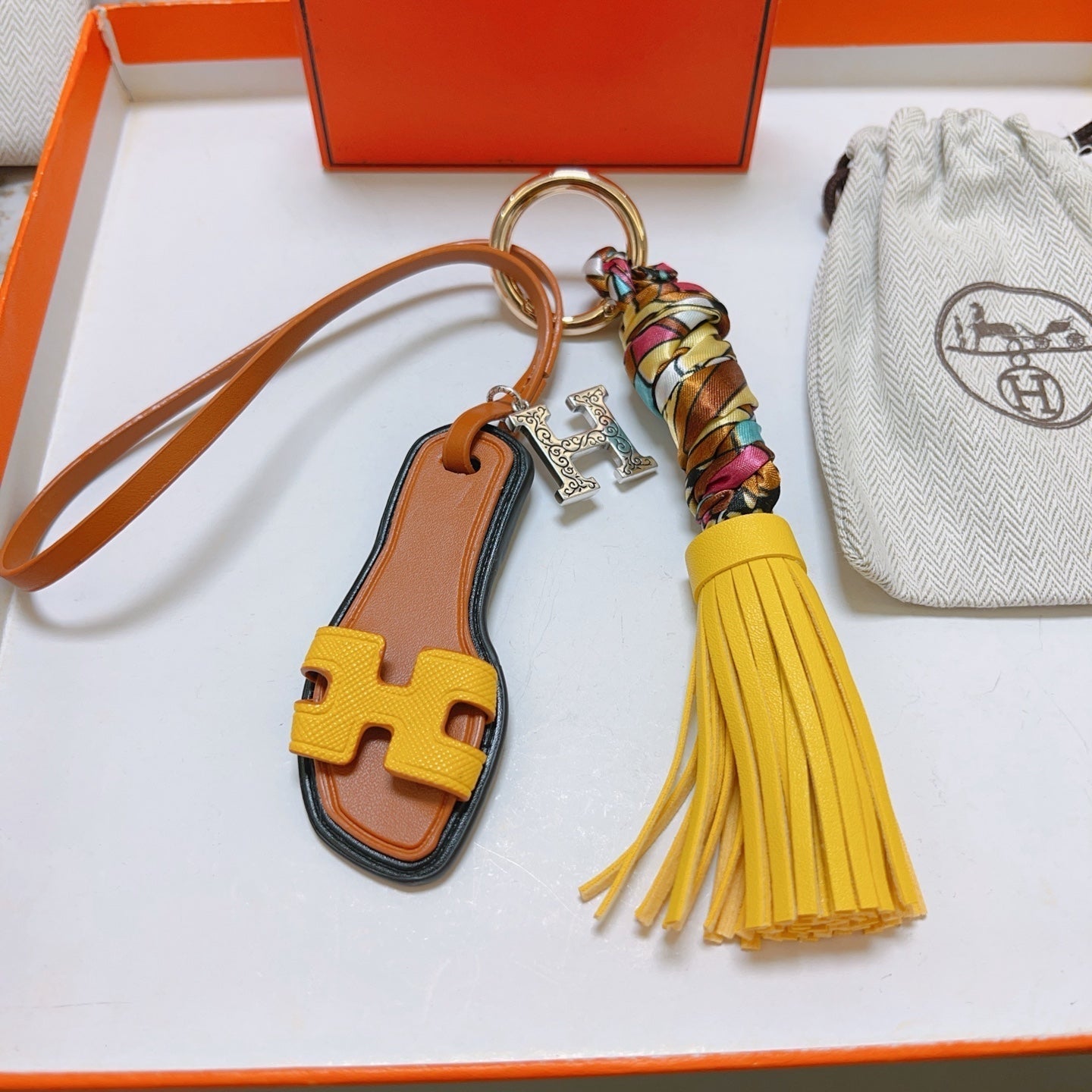 HM Oran Sandal Charm Brown mix Yellow Lambskin