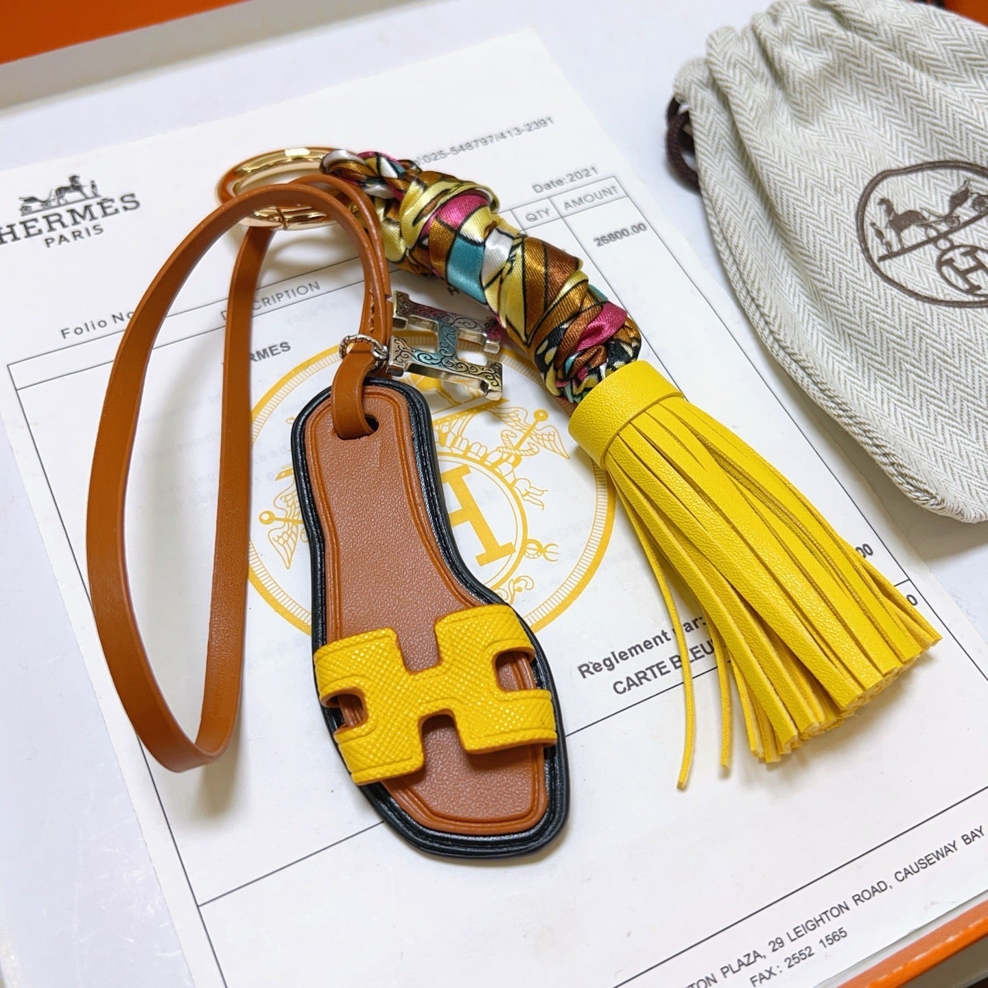 HM Oran Sandal Charm Brown mix Yellow Lambskin