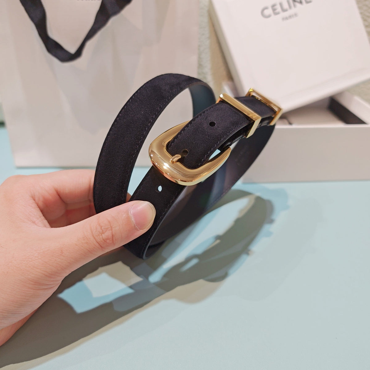 Celine 2026 Medium Western Belt 25mm Suede 194535