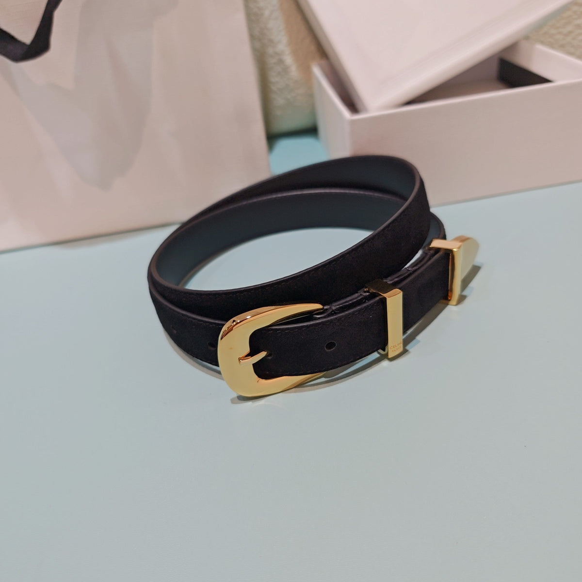 Celine 2026 Medium Western Belt 25mm Suede 194535