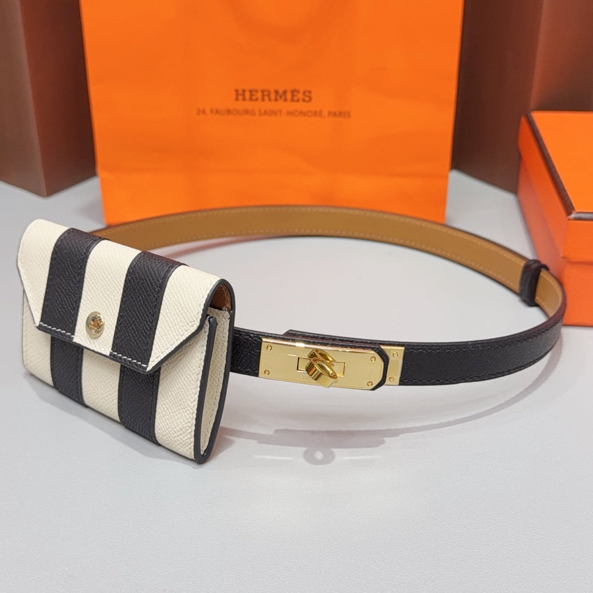 Hermes 2026 Kelly Pocket Bayadere Belt 18mm Leather 216166