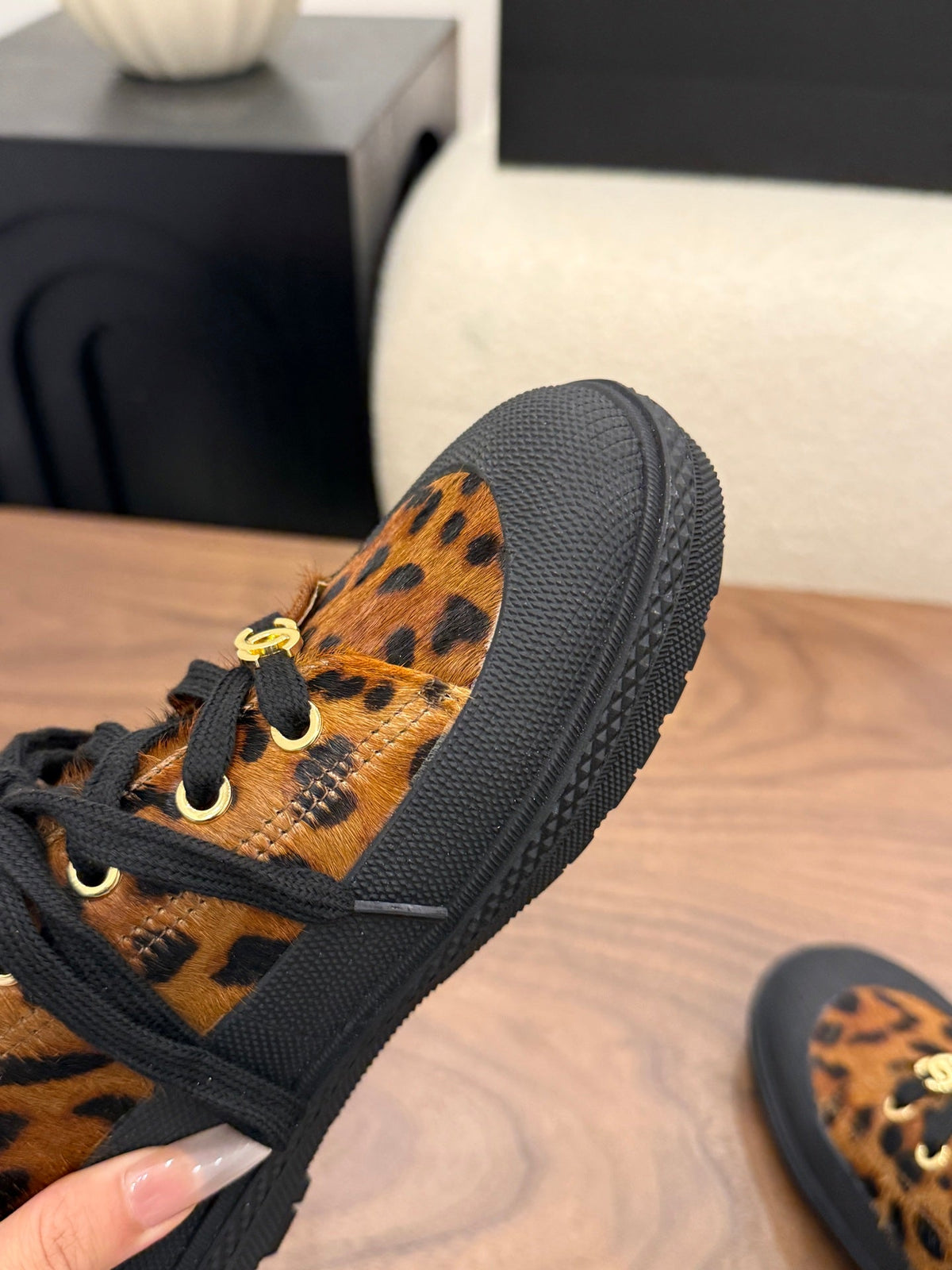 Chanel 2026 Rubber Toe Animal Sneakers Horsehair Leather 122691