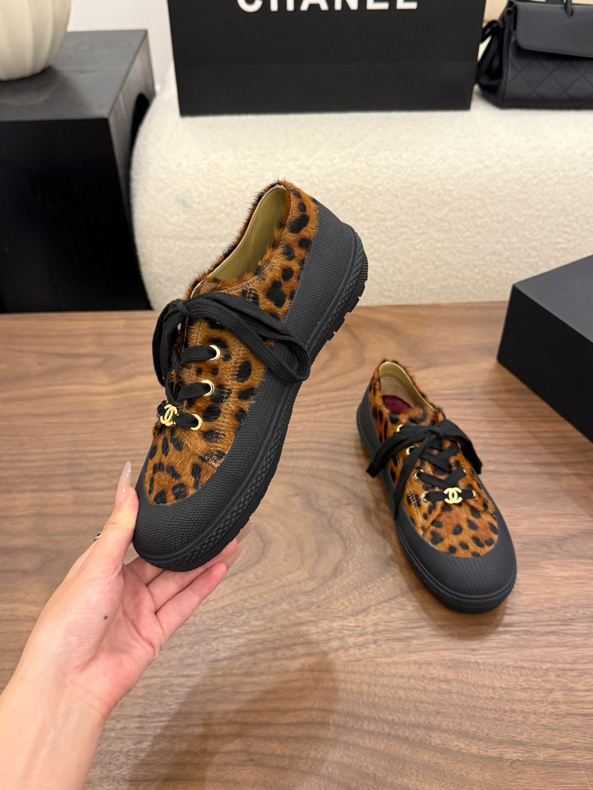 Chanel 2026 Rubber Toe Animal Sneakers Horsehair Leather 122691