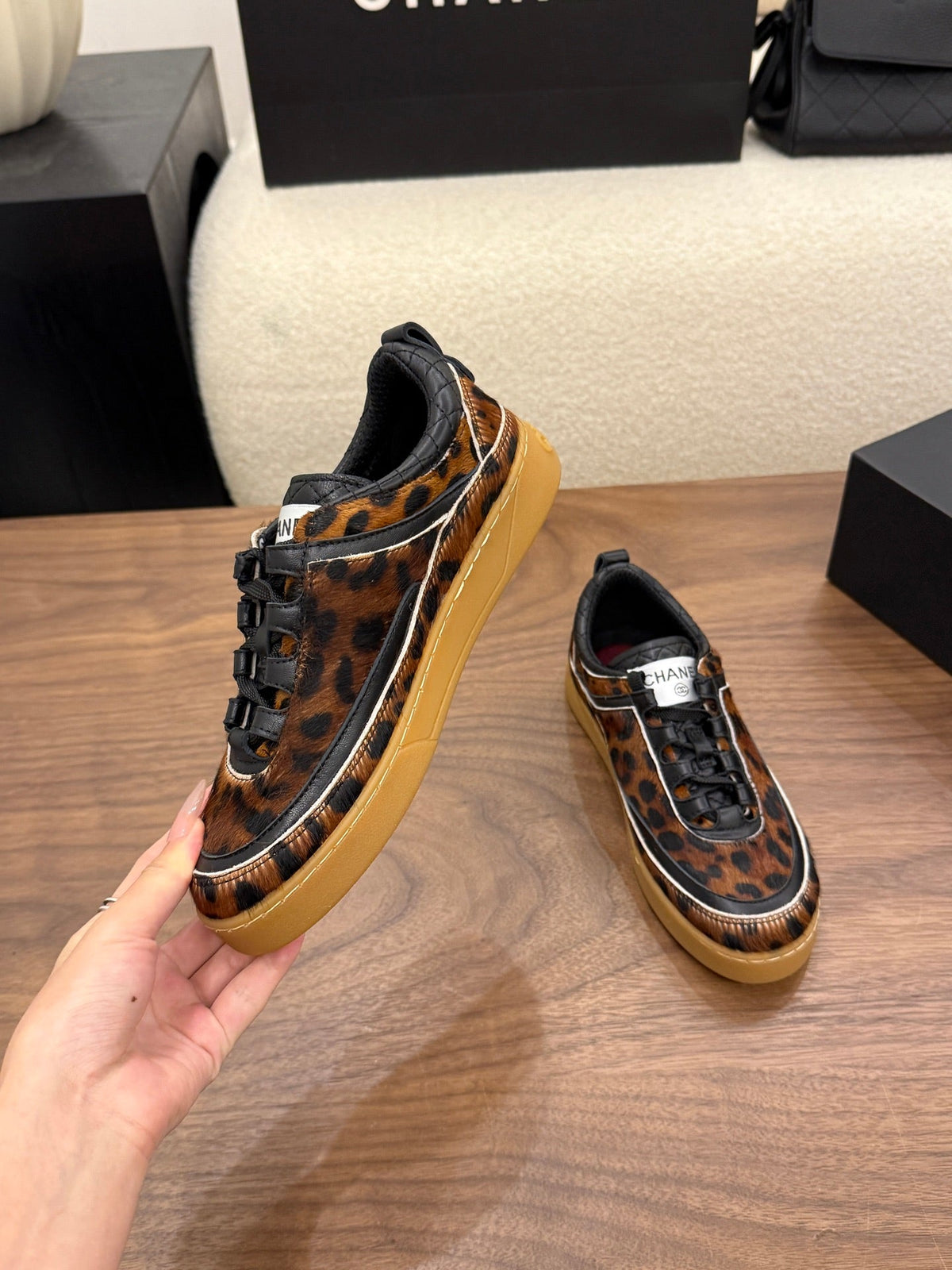 Chanel 2026 Animal Print Sneakers Horsehair Leather 122694
