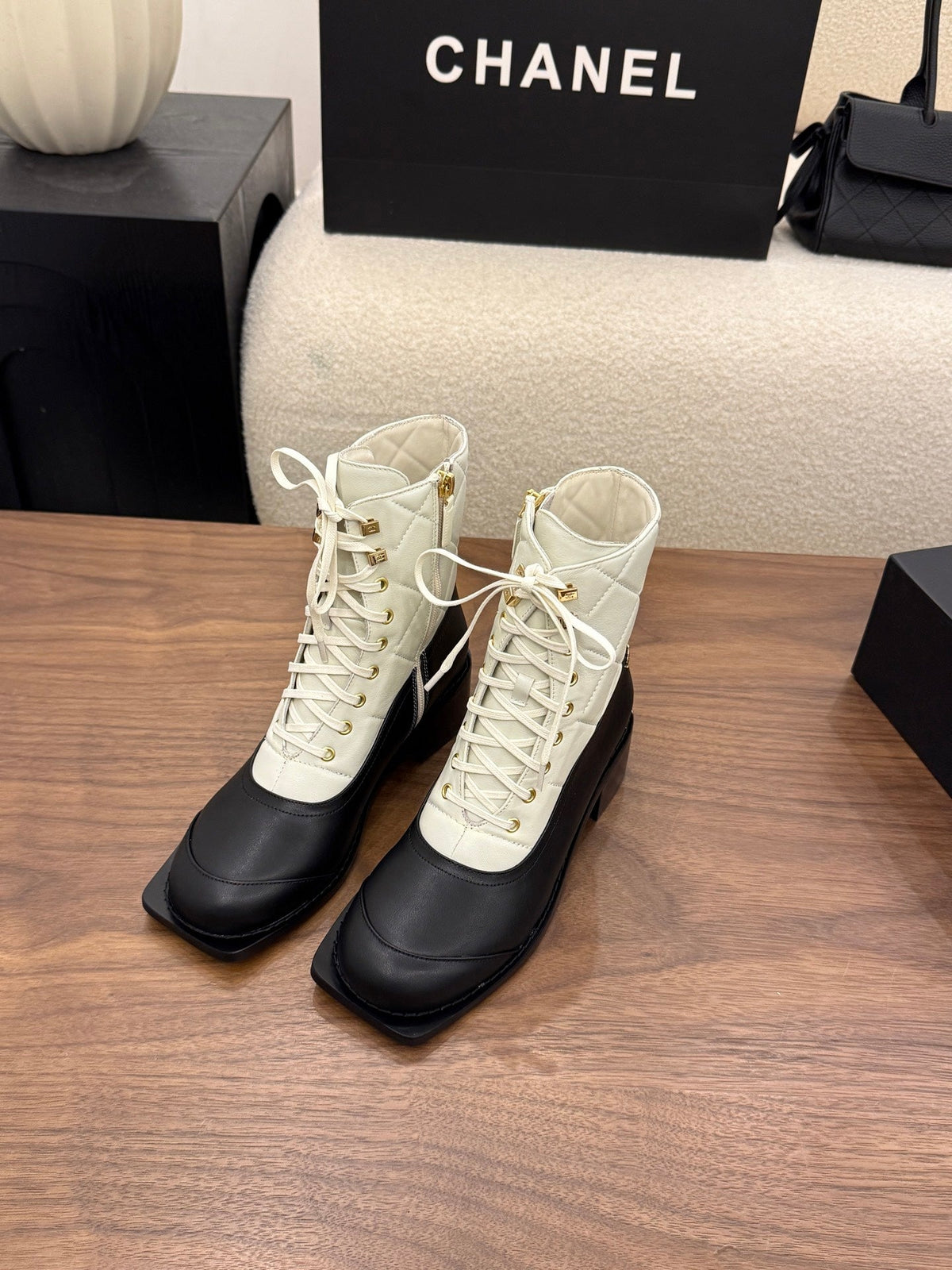 Chanel 2026 Square Toe Ankle Boots Leather 122444