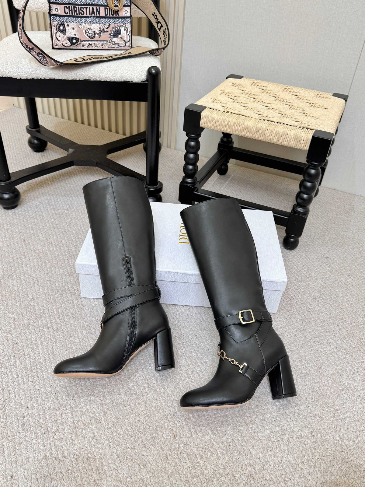 Dior 2026 Diorly Heeled Boots 85mm Black Calfskin 997786