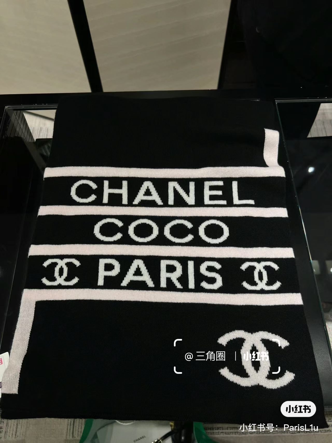 CC Scarf 180 CM In Black Mix White Cashmere 383979