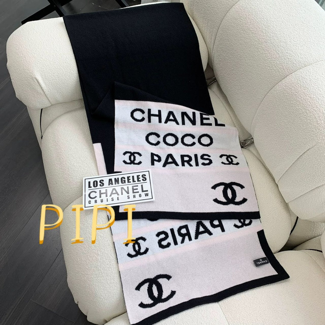 CC Scarf 180 CM In Black Mix White Cashmere 383979
