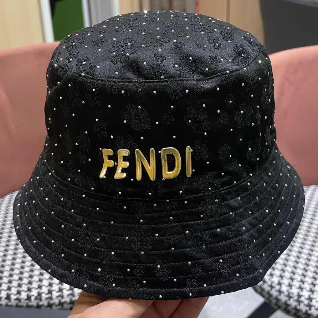 Fendi Rhinestone Embroidered Fabric Bucket Hat 491651