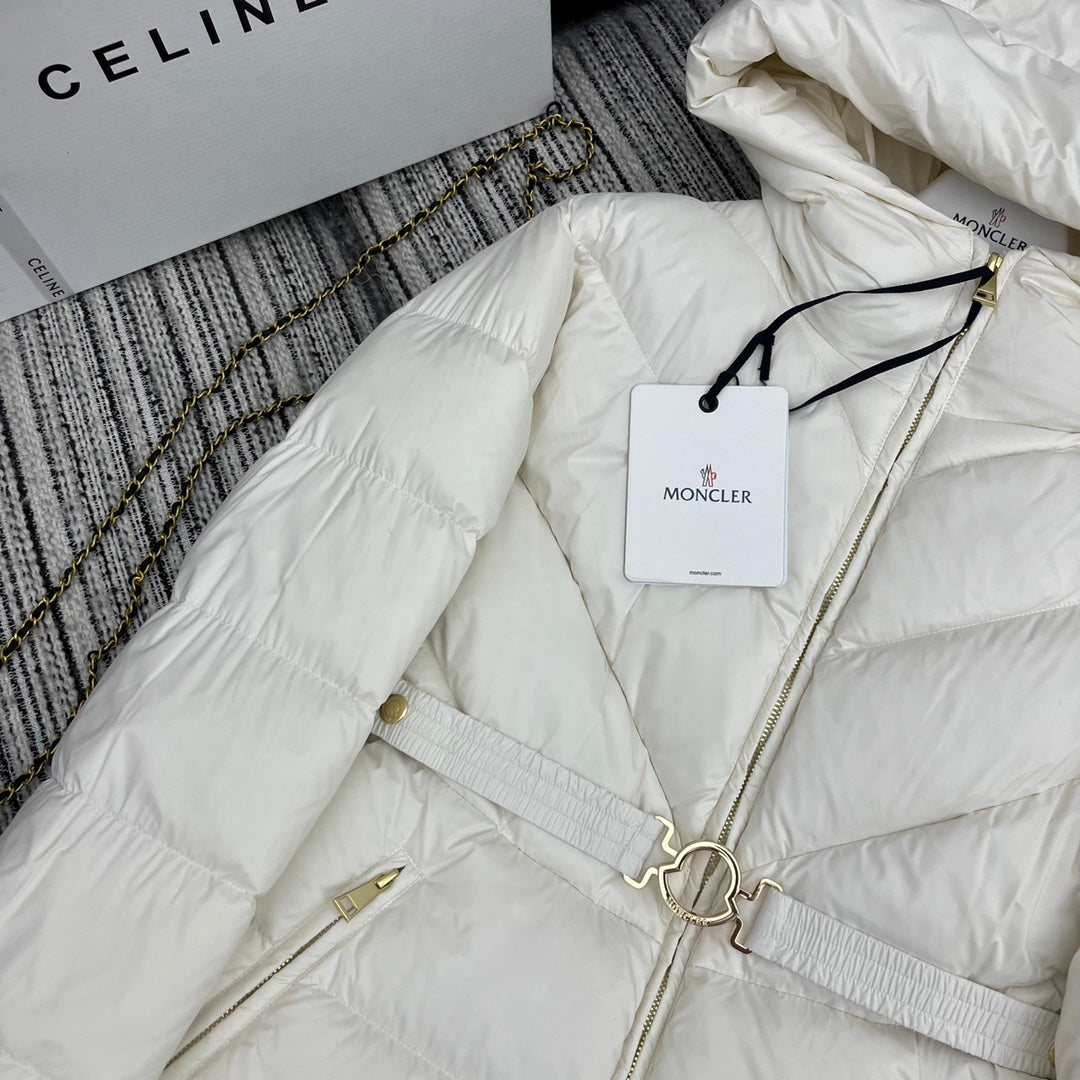 Moncler 2026 Brosse Diagonal-Quilted Hooded Jacket White Down Polyester 260817