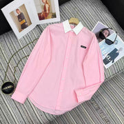 Miu Miu 2026 Long-sleeved Shirt Pink White Cotton