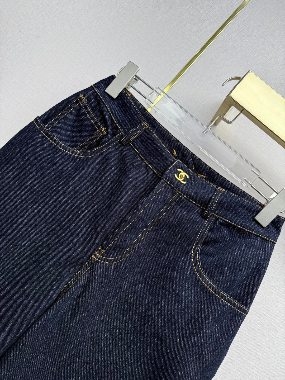 Chanel 2026 Straight Leg Jeans Navy Blue Cotton 365077