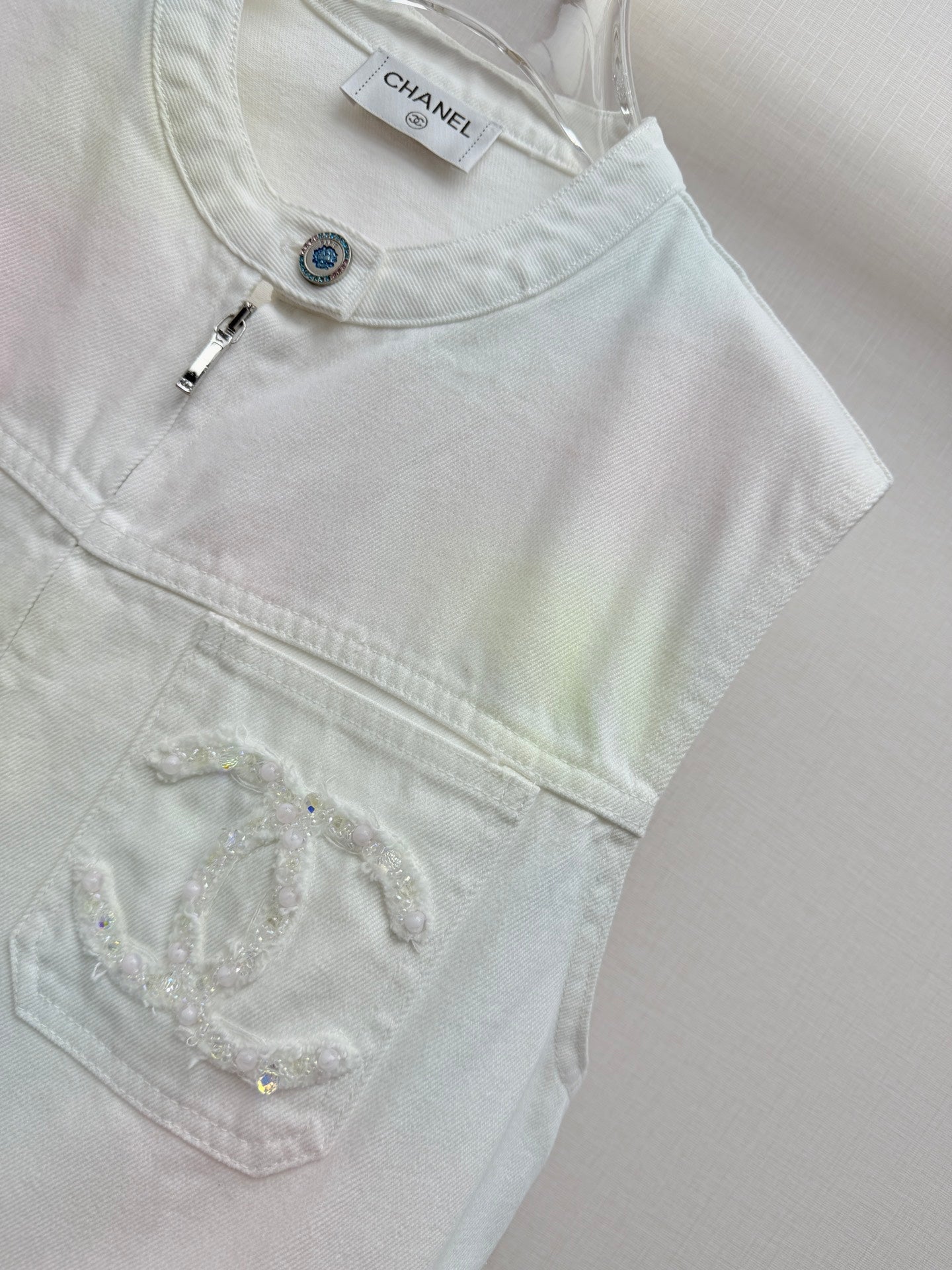 Chanel 2026 Denim Vest Jacket White Cotton 317920