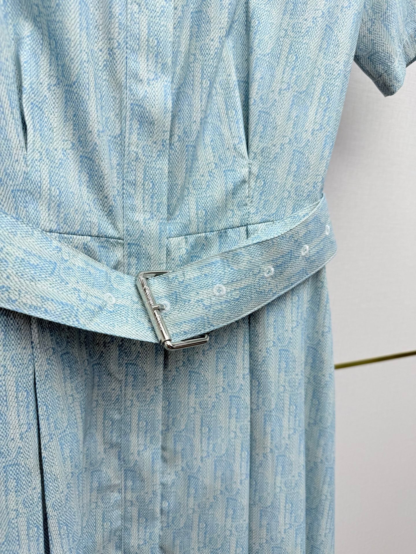 Dior 2026 Stand Collar Dress Blue Cotton 380424