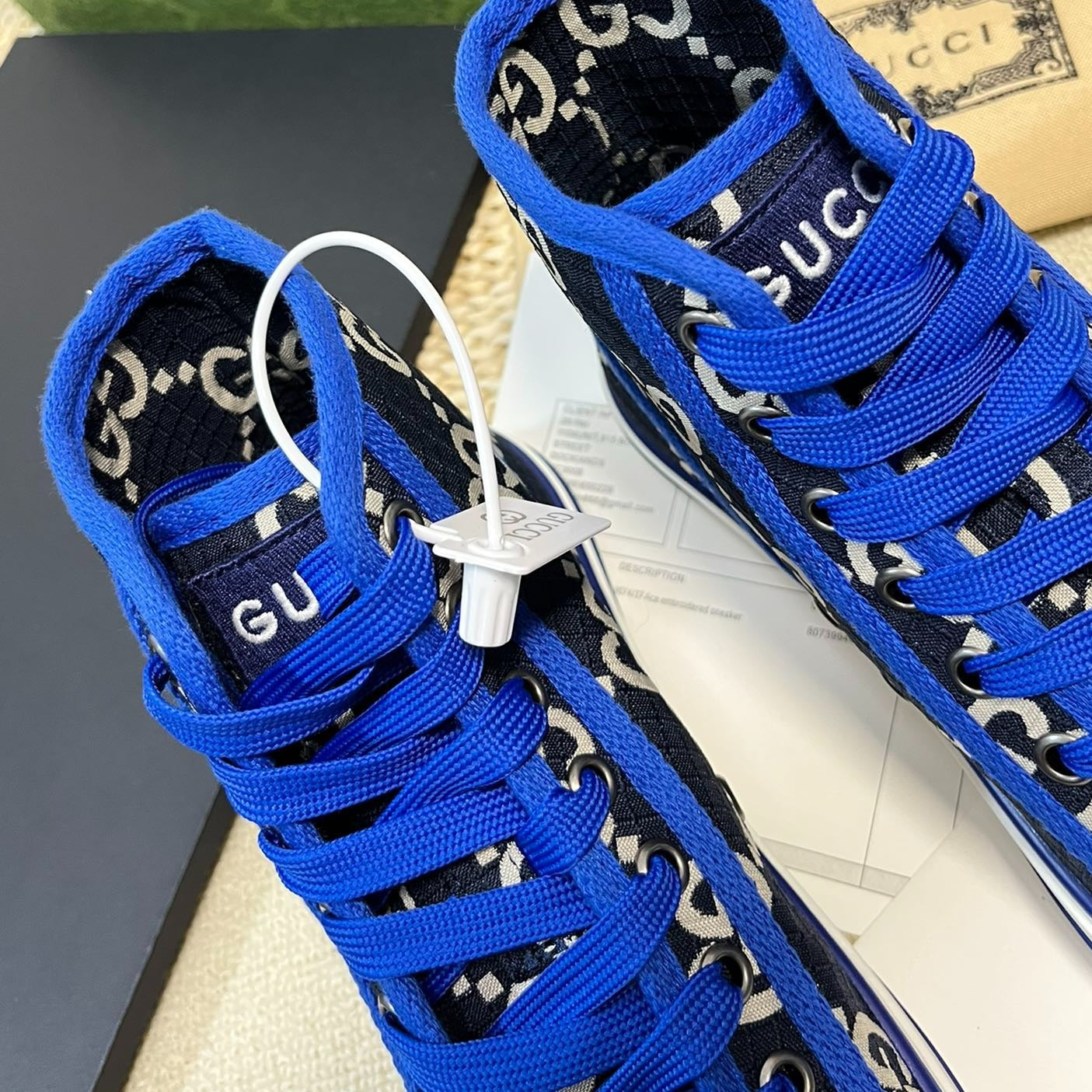 GG Tennis 1977 High Top Sneaker  Black Blue Caro