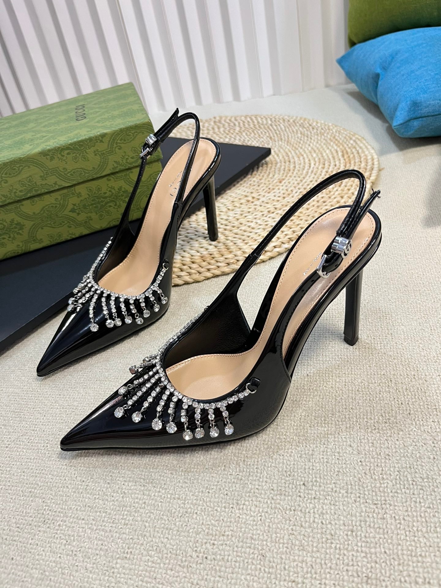 GC Embellished Slingback Black Patent Leather 294625