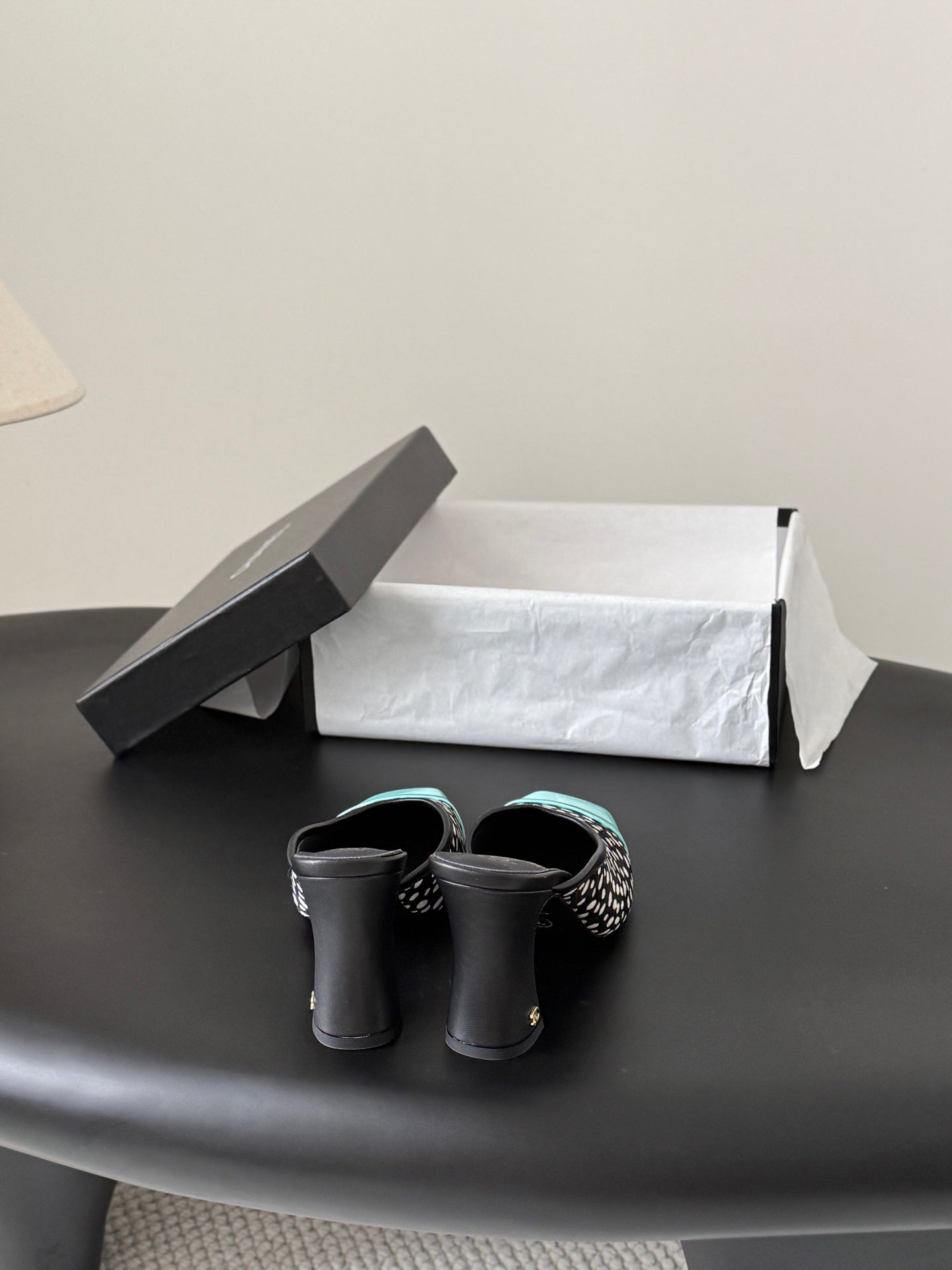 CC 2026 Mary Jane Mule 70 Black Blue Patent Leather 700433