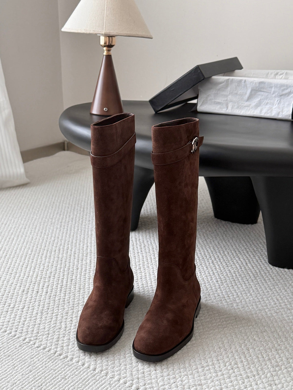 Chanel 2026 CC Logo Boots Brown Suede 127968