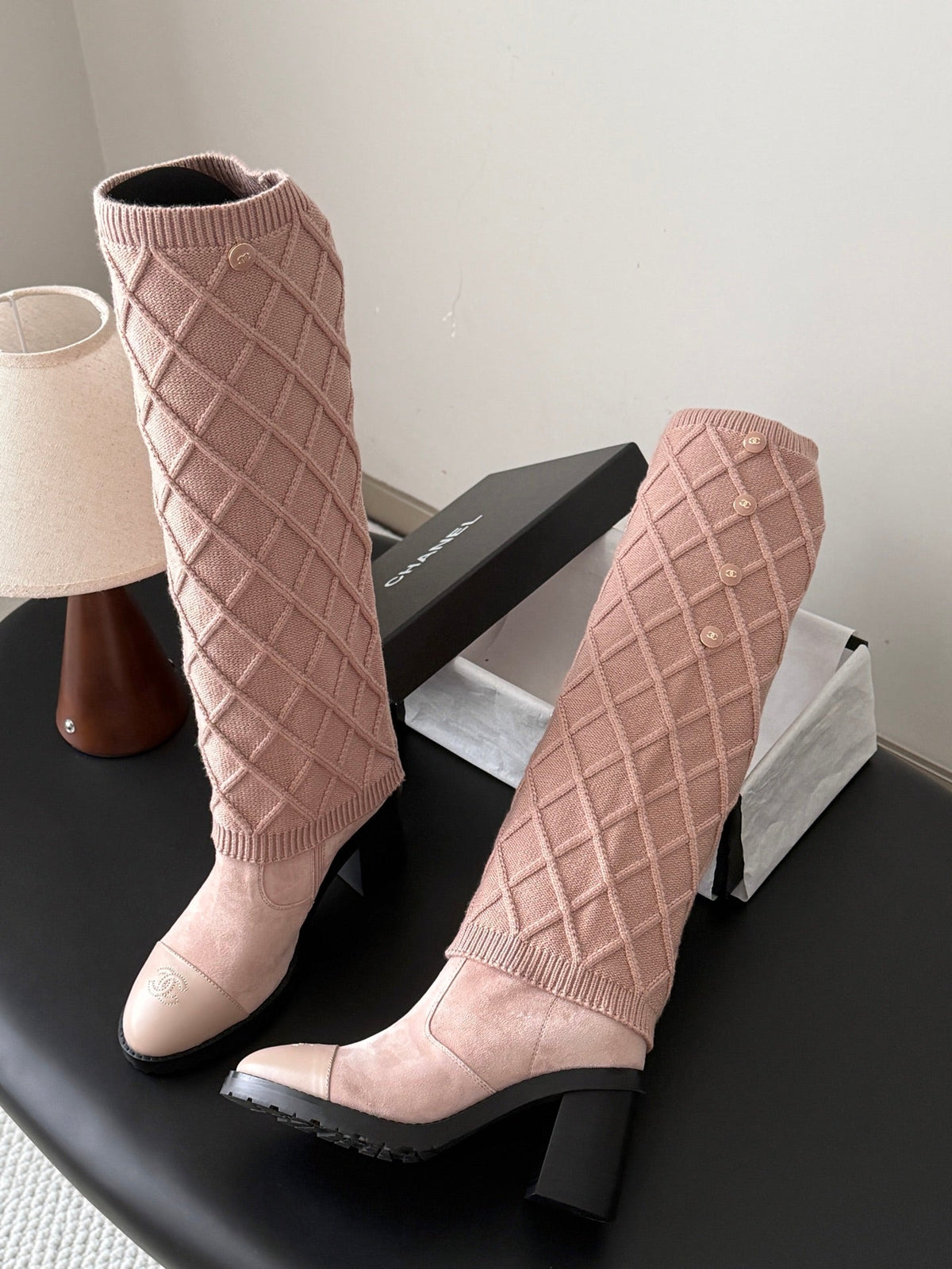 Chanel 2026 Quilted Boots 80mm Knitted Suede 127817