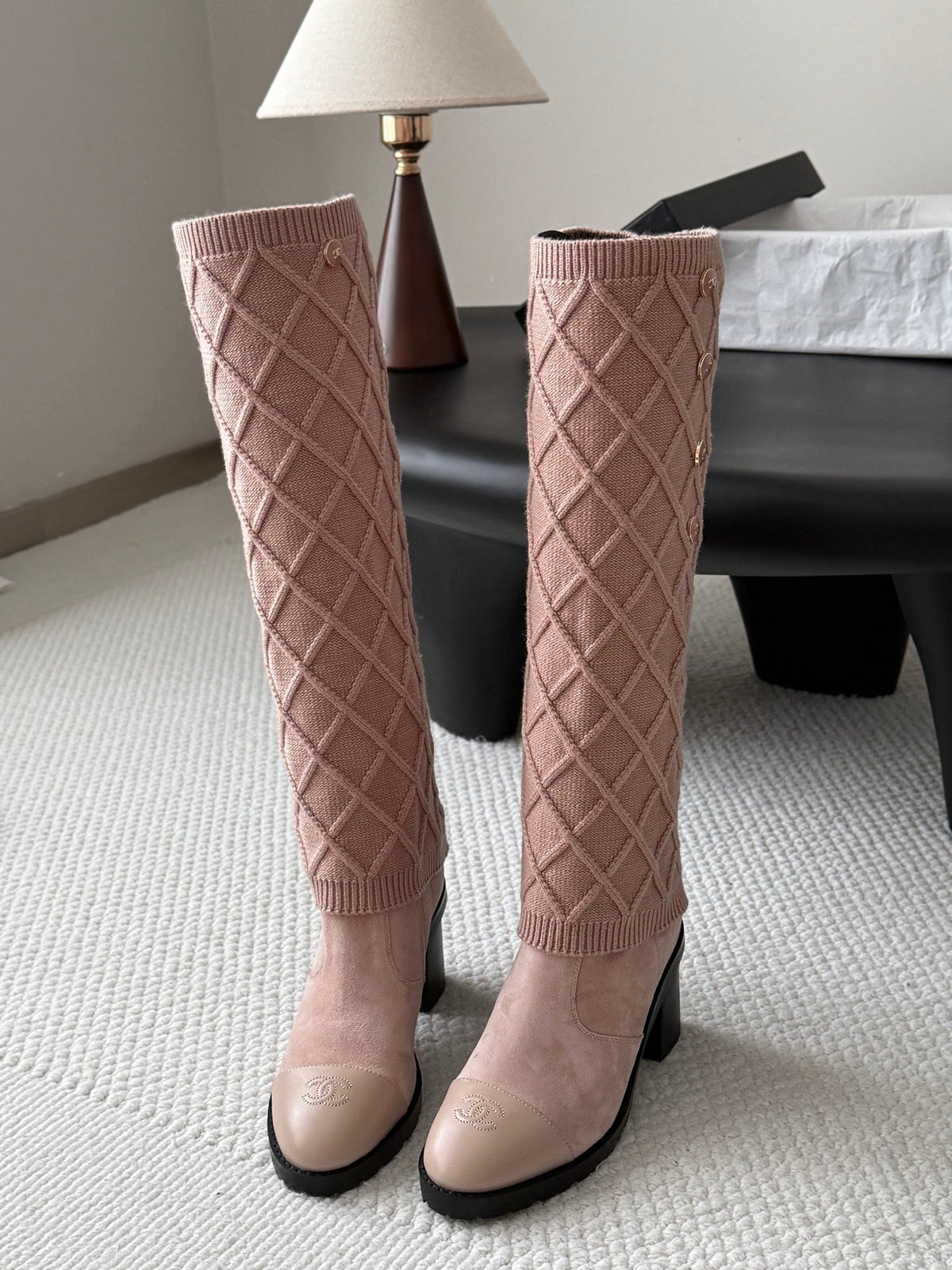Chanel 2026 Quilted Boots 80mm Knitted Suede 127817