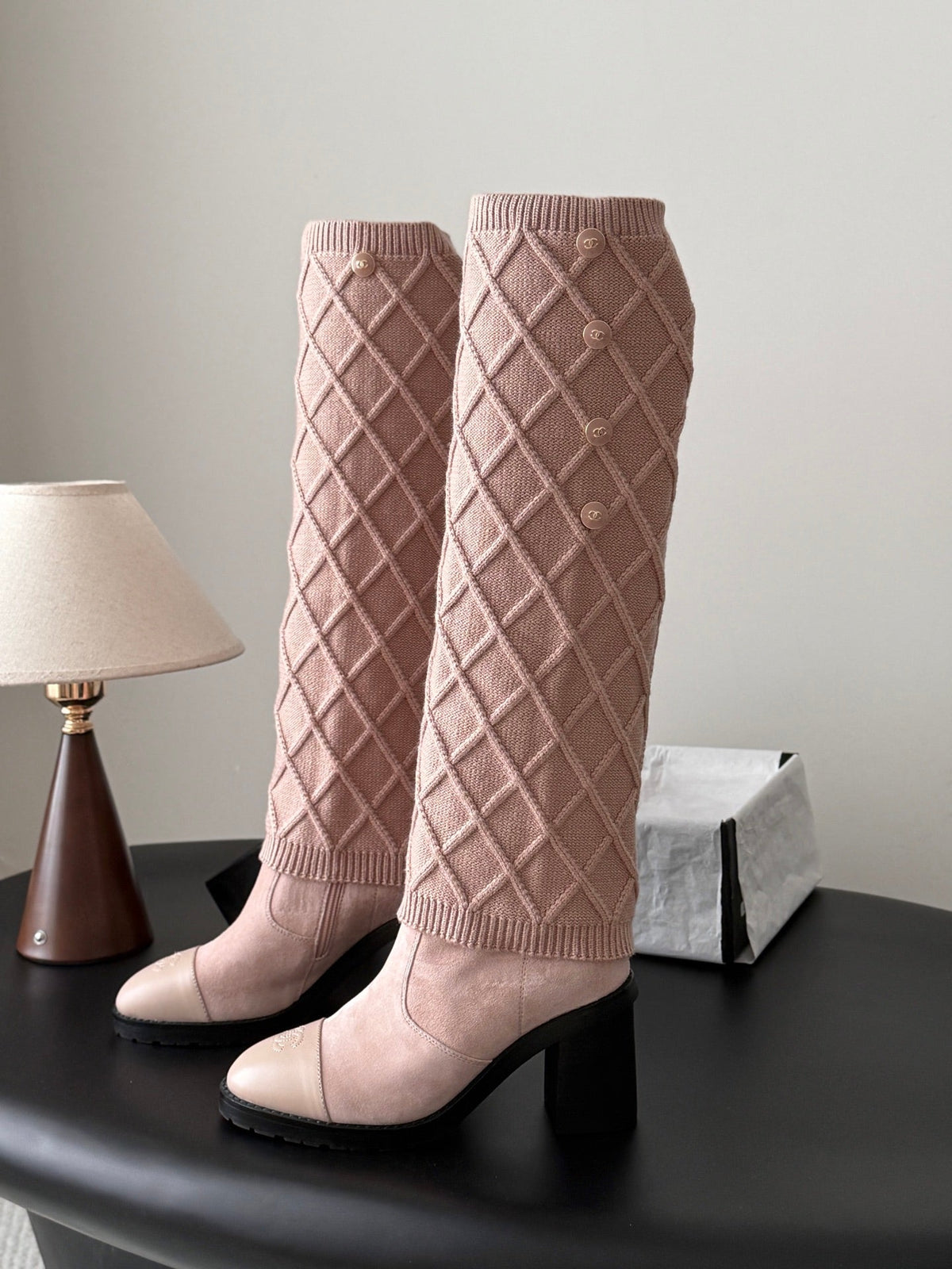 Chanel 2026 Quilted Boots 80mm Knitted Suede 127817