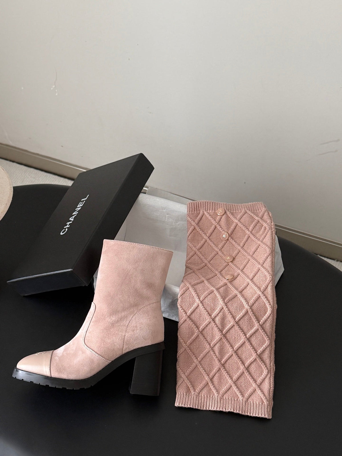Chanel 2026 Quilted Boots 80mm Knitted Suede 127817
