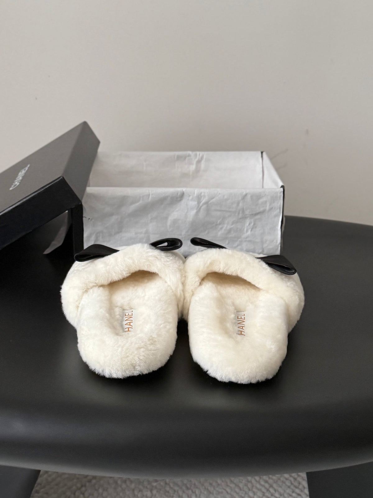 Chanel 2026 Bow Furry Slippers Wool 128278