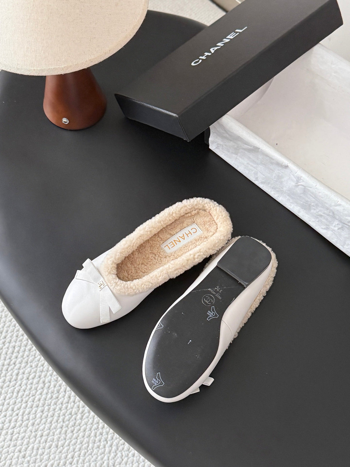 Chanel 2026 Bow Mule Wool Suede Leather 128282