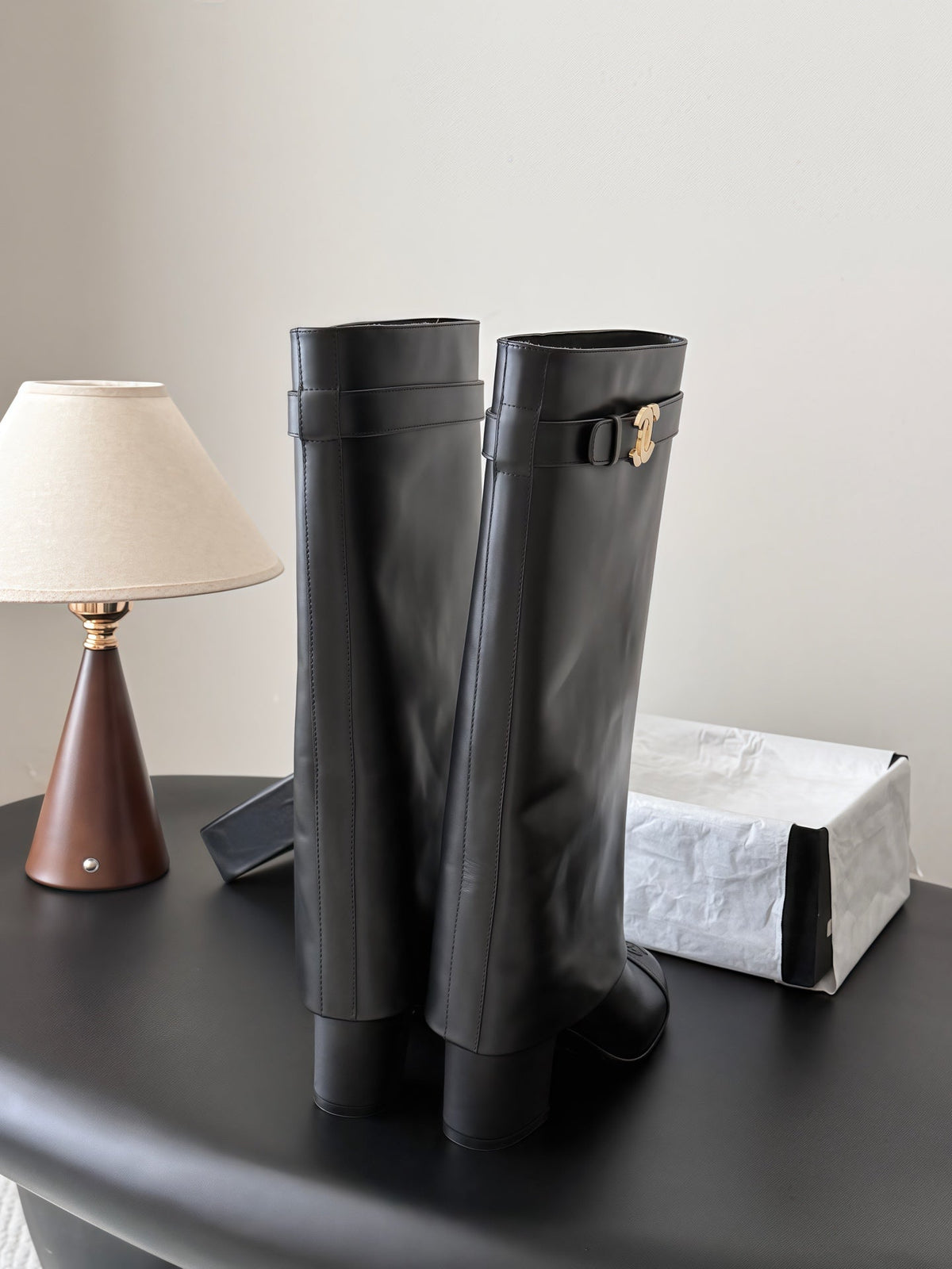 Chanel 2026 Fold-Over Boots 70mm Black Leather 127861