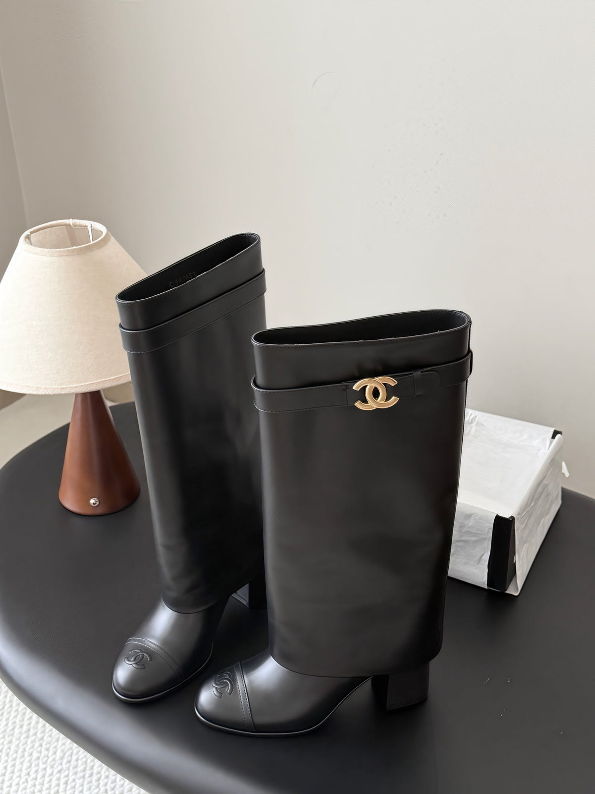 Chanel 2026 Fold-Over Boots 70mm Black Leather 127861