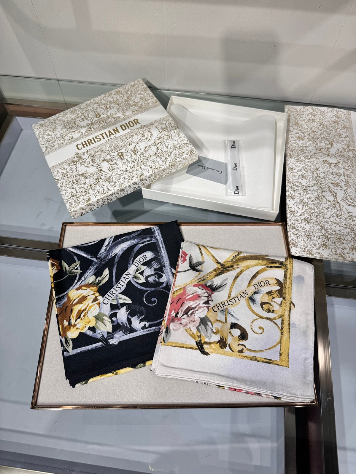 Dior 2026 Floral Scarf 90cm Silk 185385