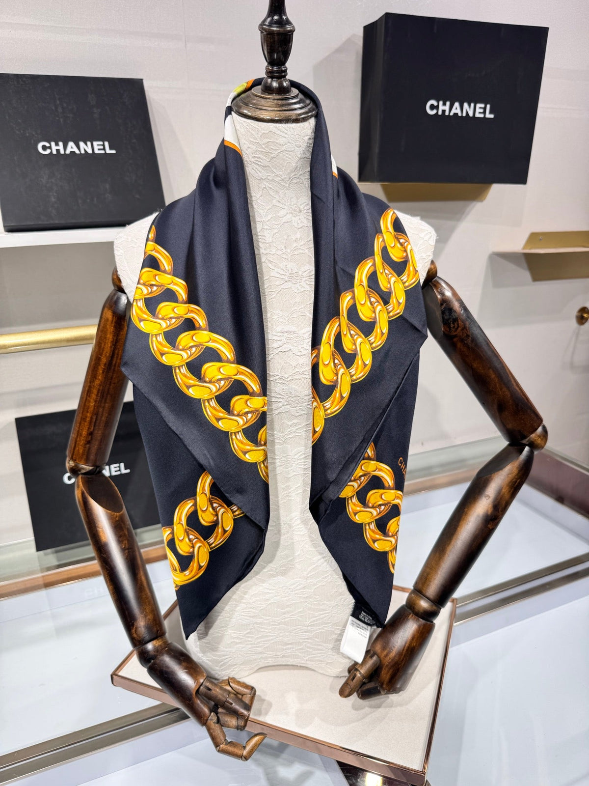Chanel 2026 CC Logo Square Scarf 90cm Silk 203791
