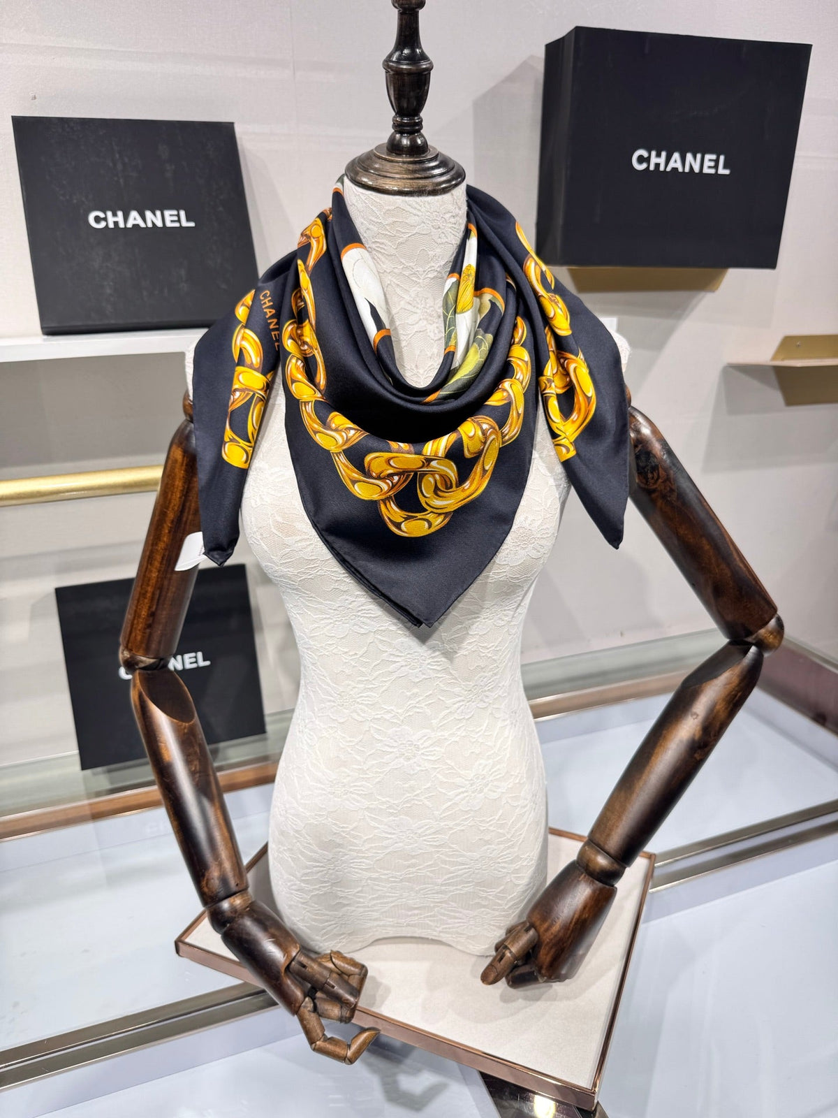Chanel 2026 CC Logo Square Scarf 90cm Silk 203791
