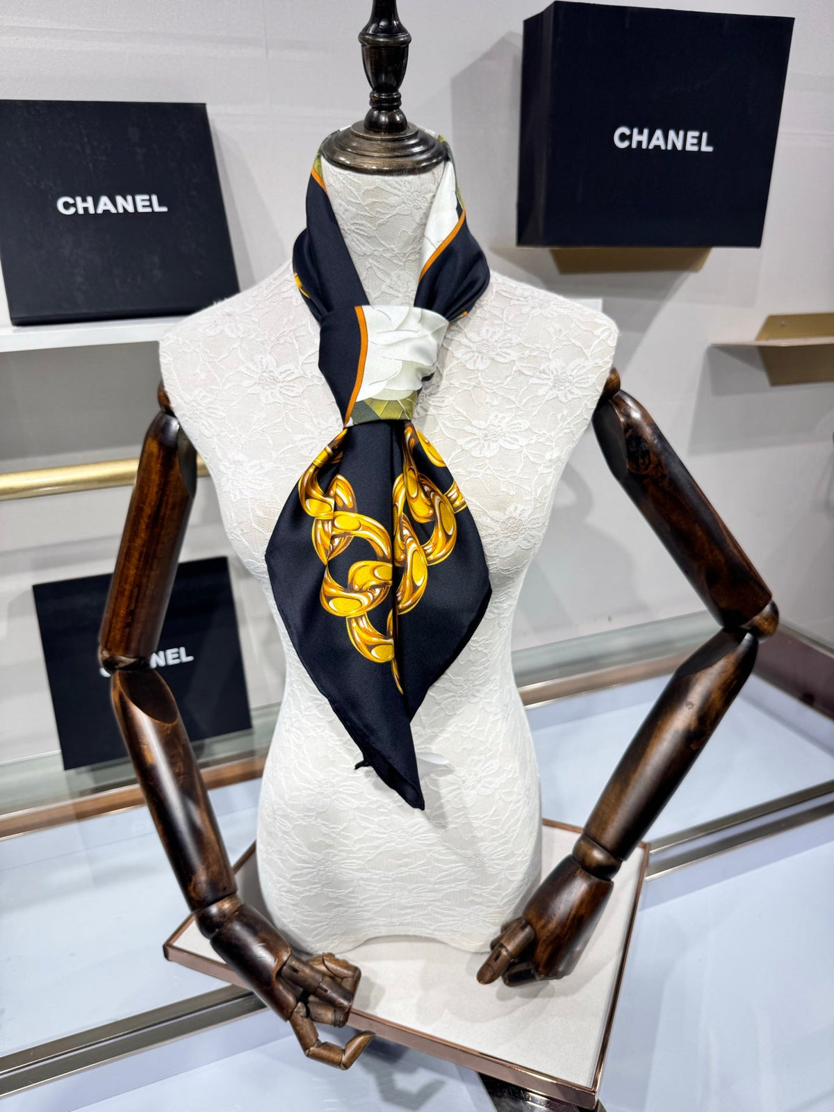 Chanel 2026 CC Logo Square Scarf 90cm Silk 203791