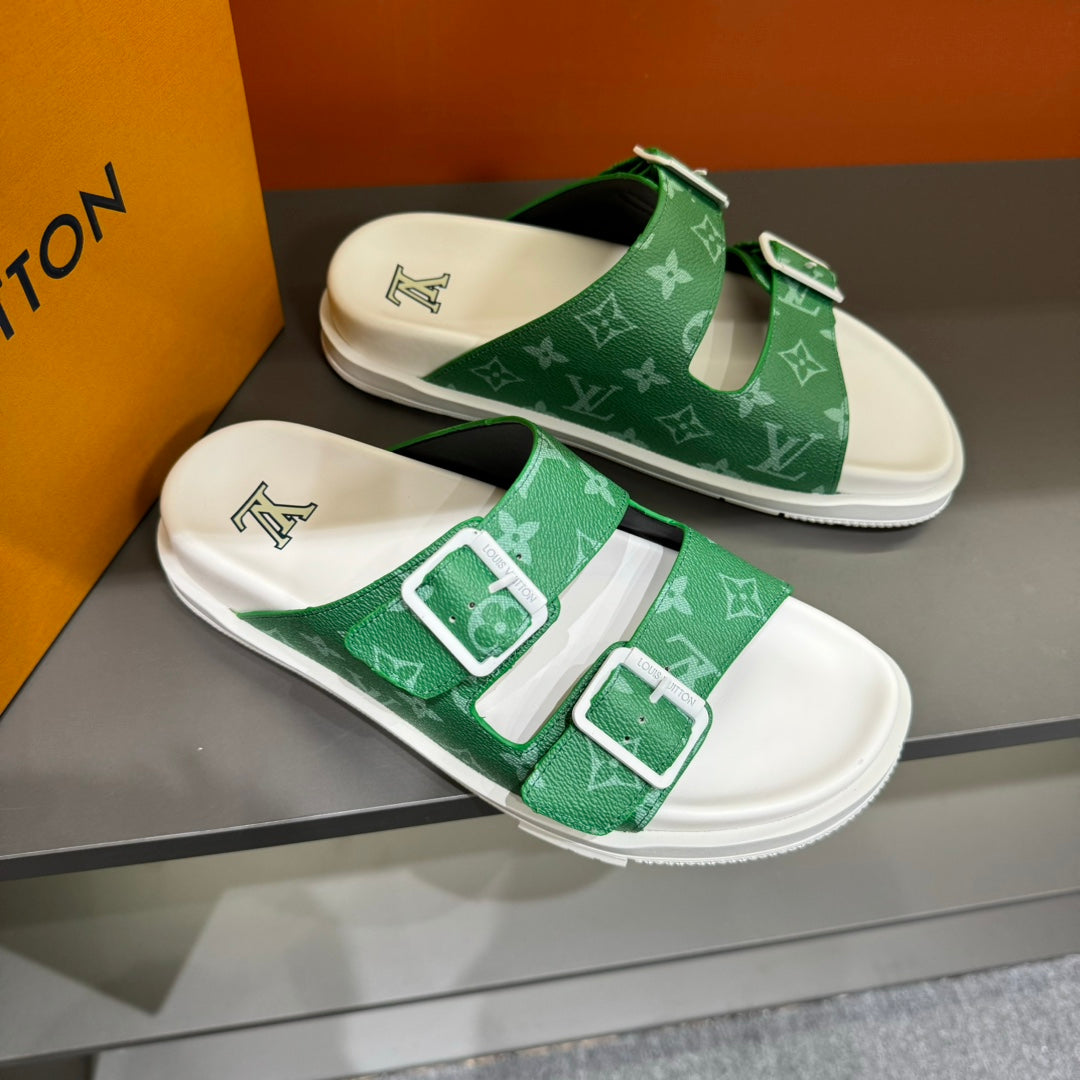 LV DAD SANDAL JADE GREEN MONOGRAM CALFSKIN