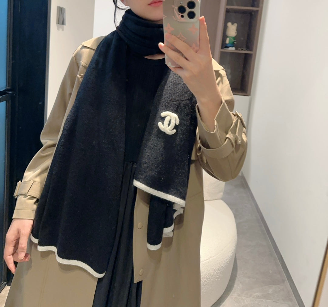 CC Scarf 200 CM In Black Wool Cashmere 401978