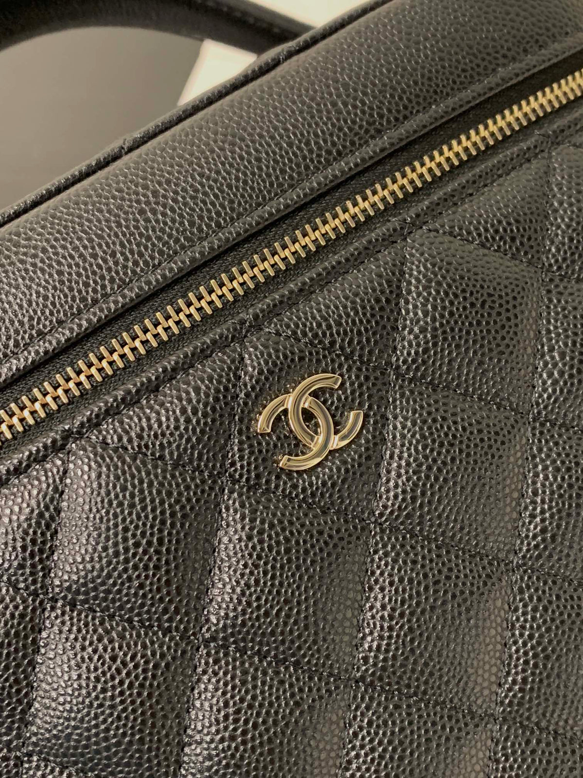Chanel 2026 Vanity Pouch 21cm Black Caviar Quilted