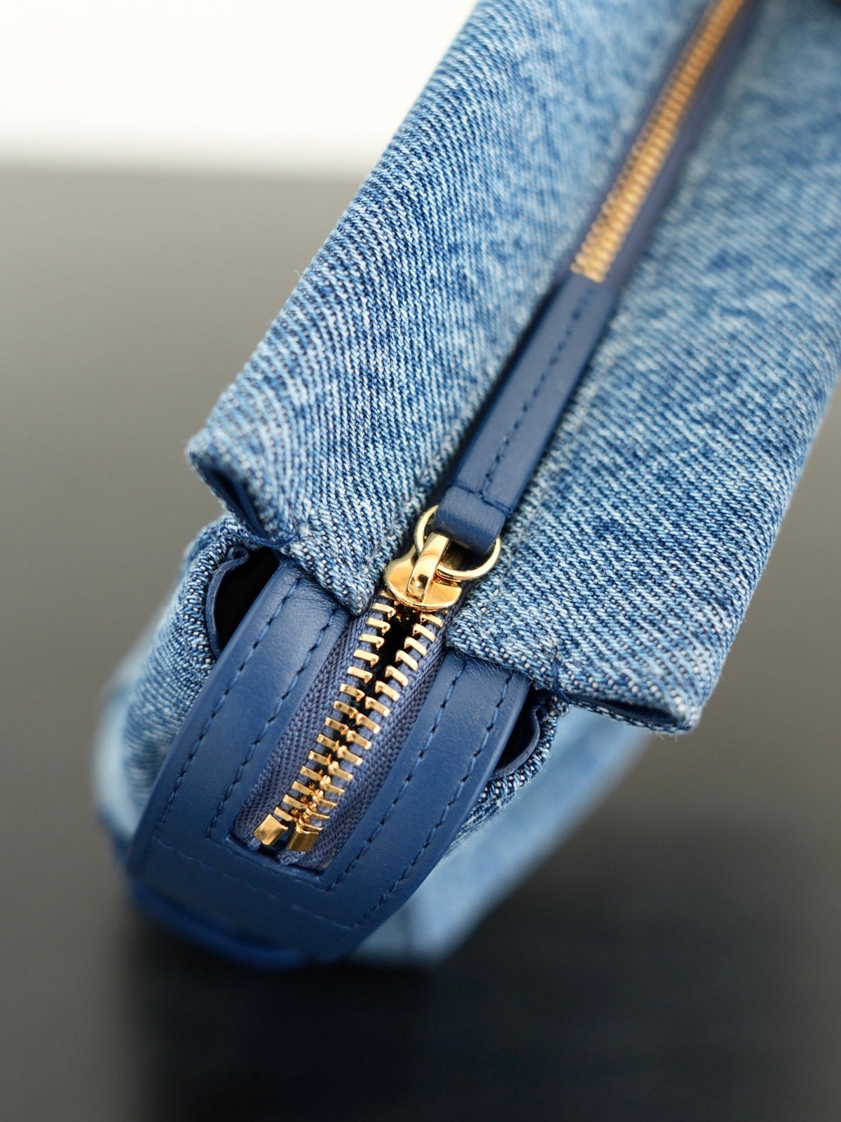 Chanel 2026 Double C Clutch Bag 29.5cm Blue Denim Leather