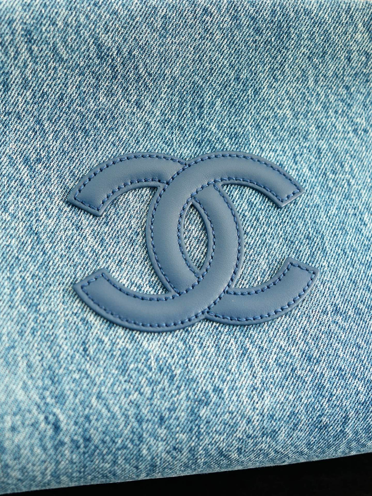 Chanel 2026 Double C Clutch Bag 29.5cm Blue Denim Leather