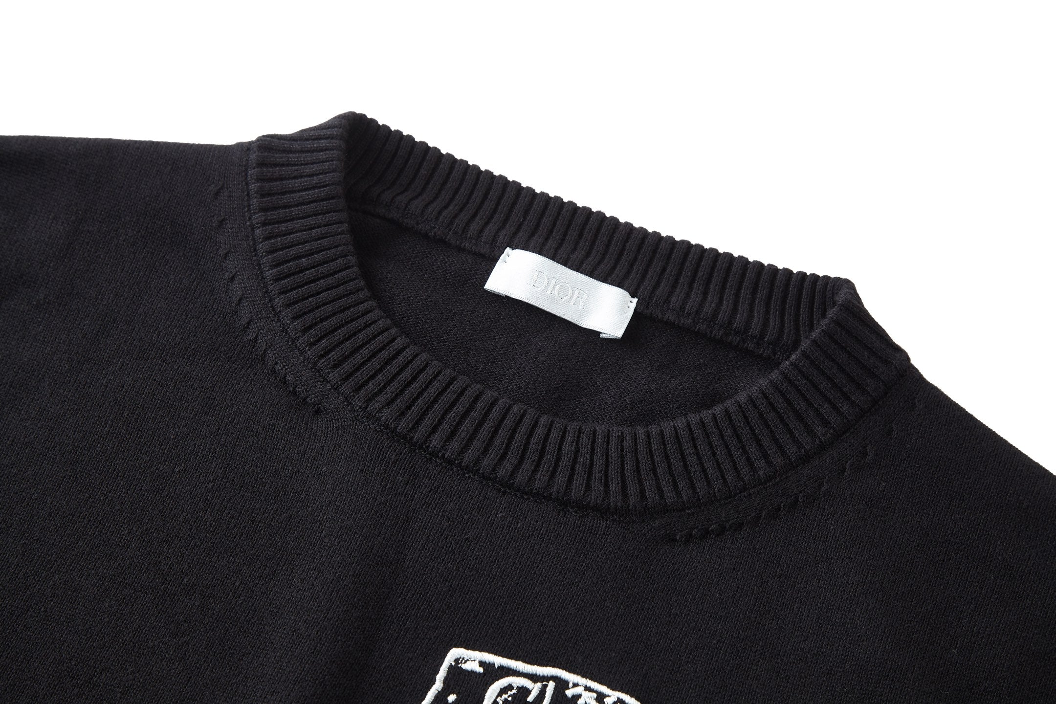 CD Embroidered Logo Sweater Black Wool Cotton