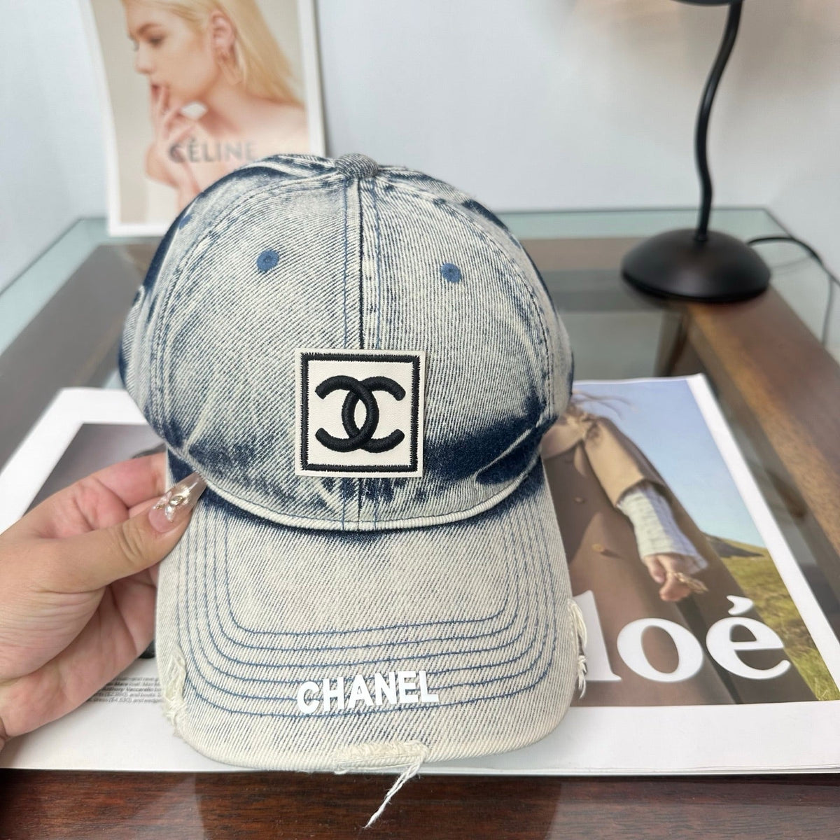 Chanel Denim Baseball Cap Hat 514879