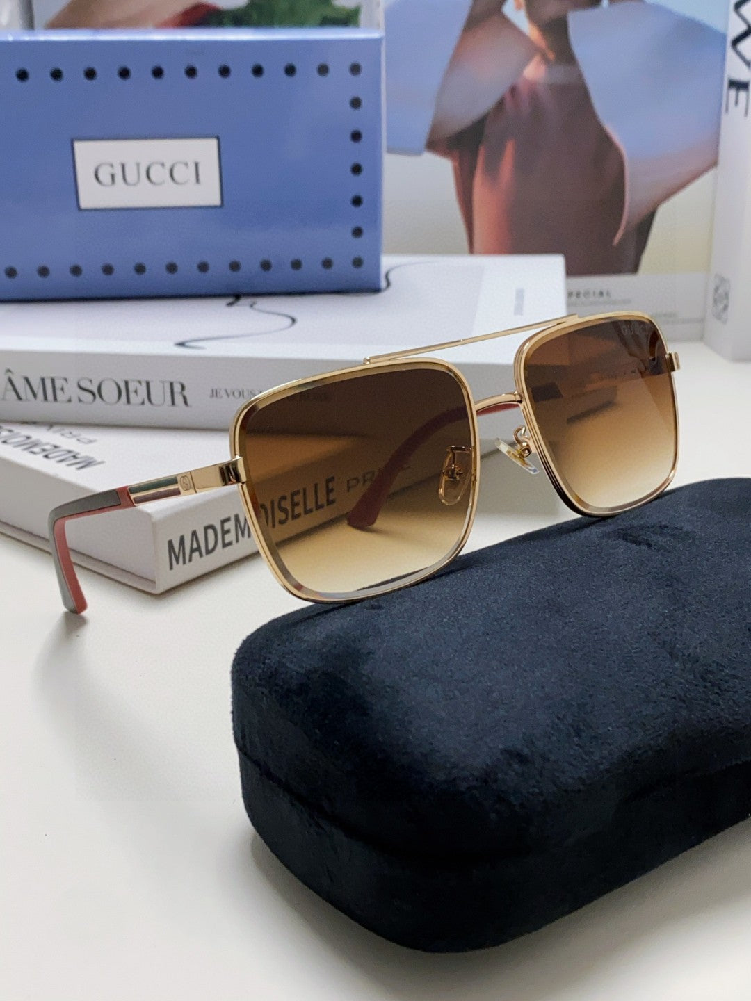 SQUARE FRAME SUNGLASSES 570213 IN METAL