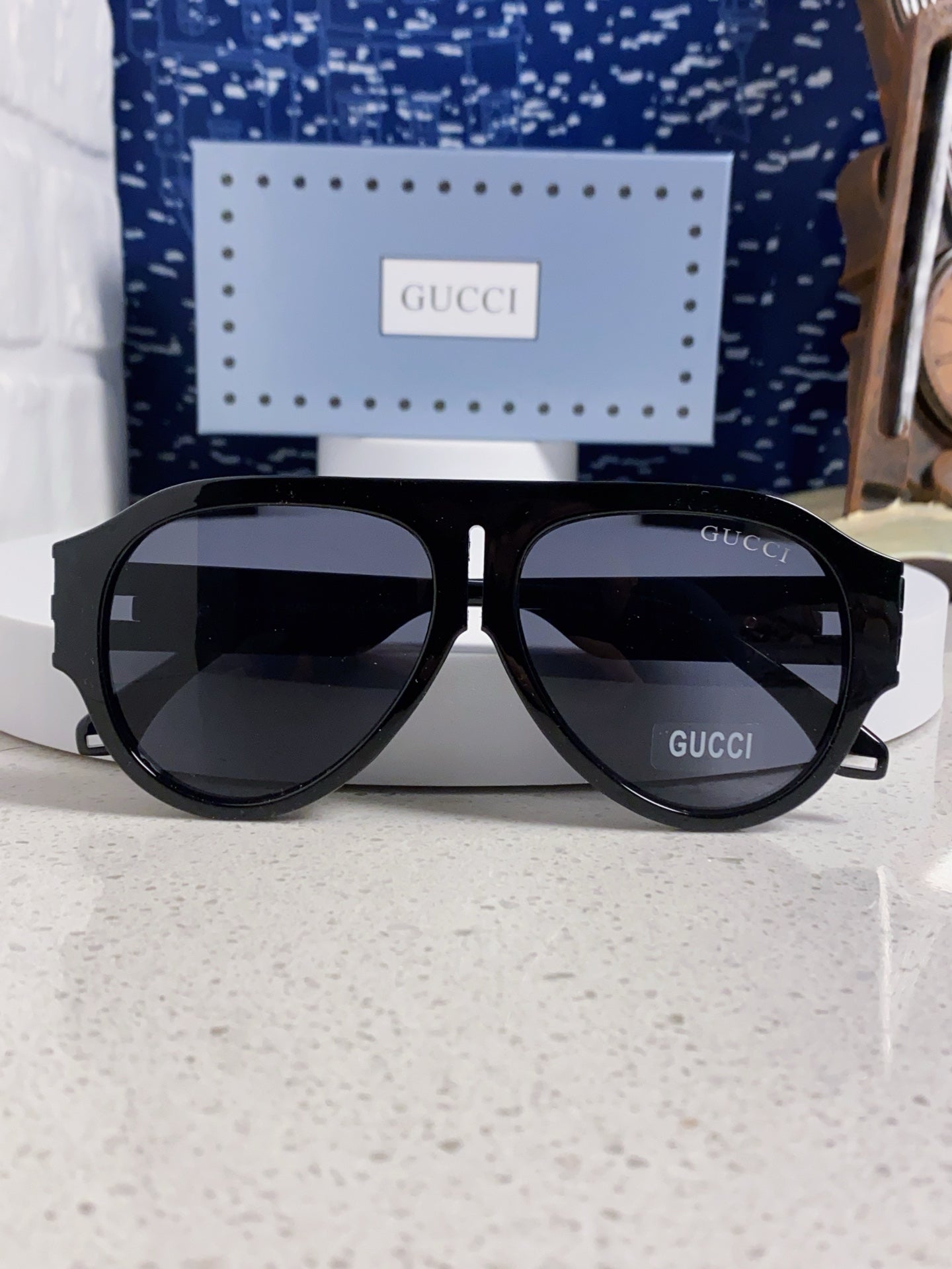 AVIATOR FRAME SUNGLASSES 575853 IN BLACK ACETATE