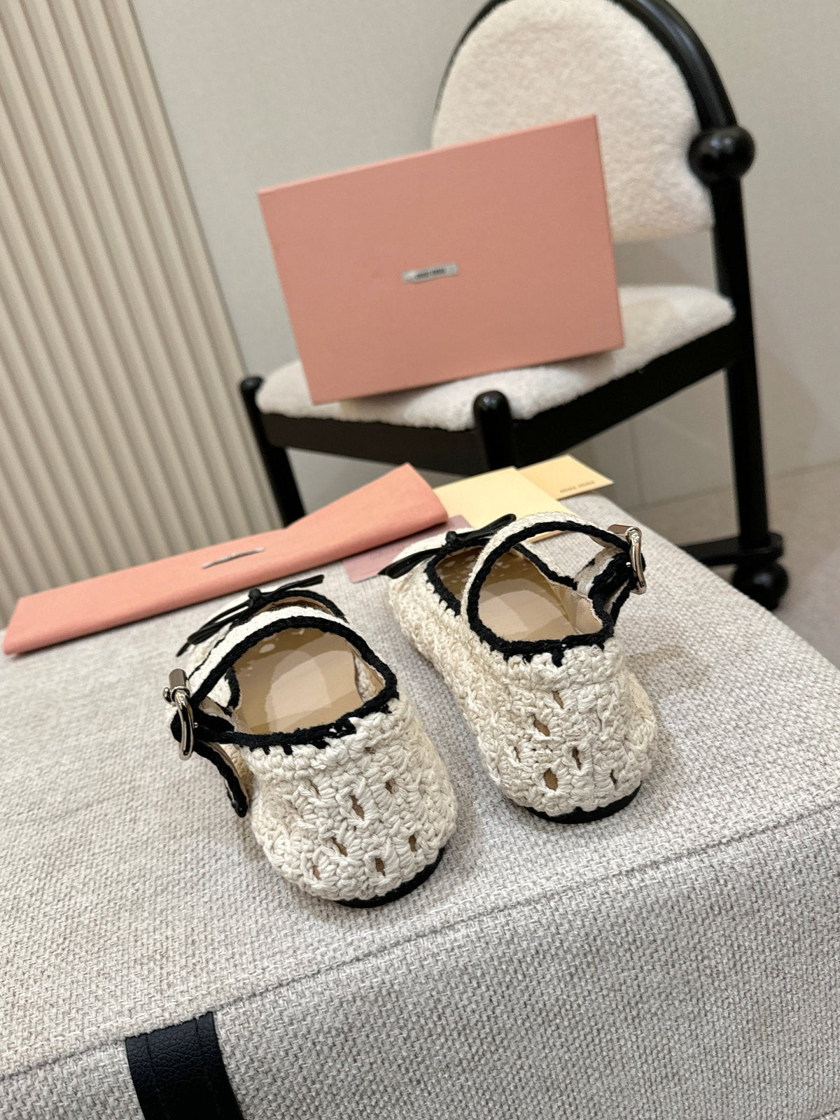 Miumiu 2026 Ballet Flat Cream Mix Colors Crochet 957368