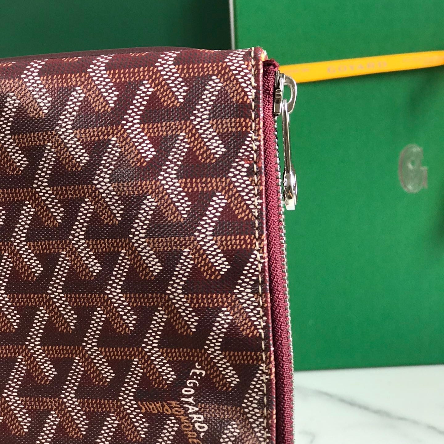 SÃ‰NAT MGM POUCH 40 IN BURGUNDY RED GOYARDINE CANVAS
