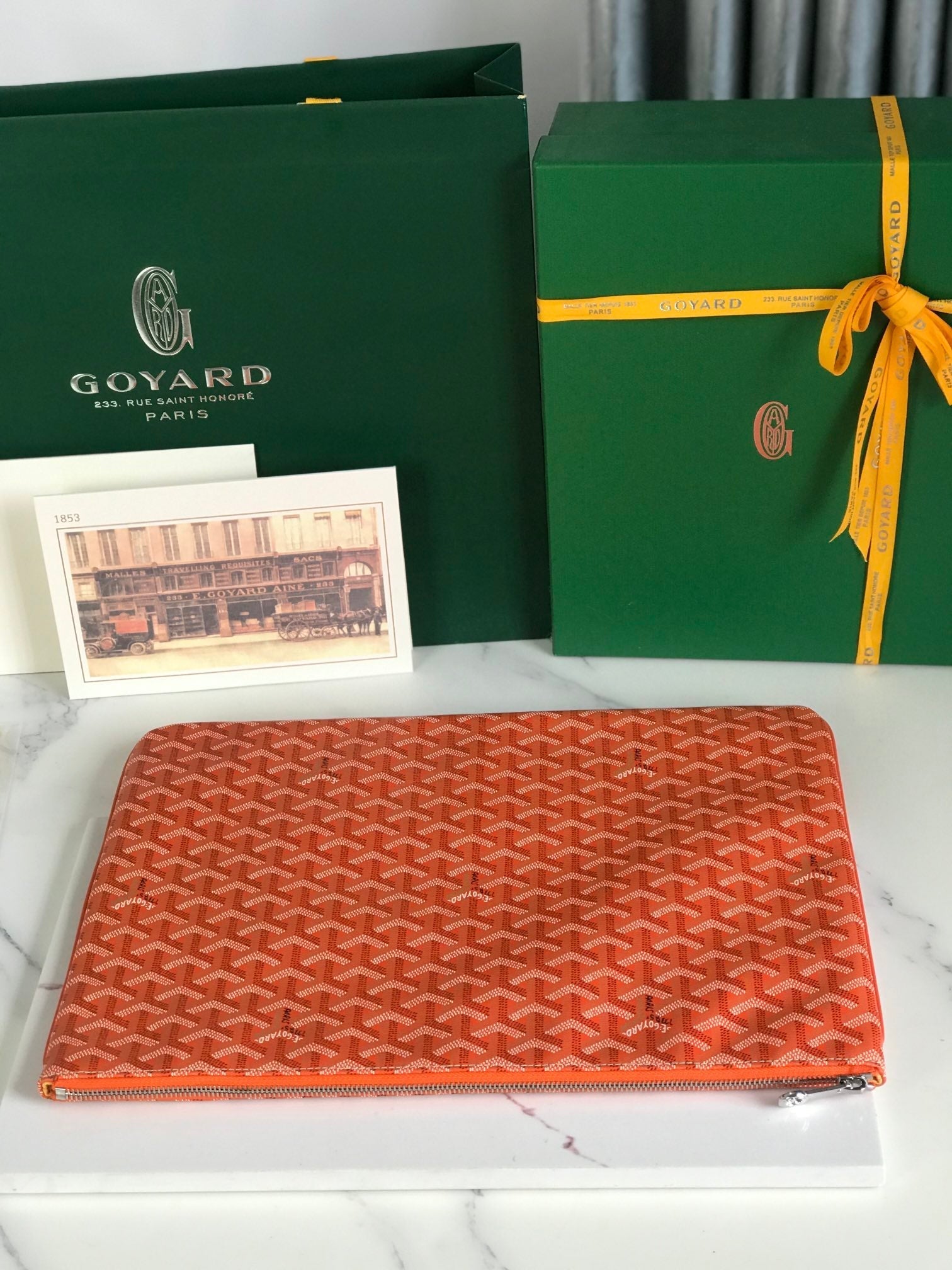 SÃ‰NAT MGM POUCH 40 IN RED ORANGE GOYARDINE CANVAS