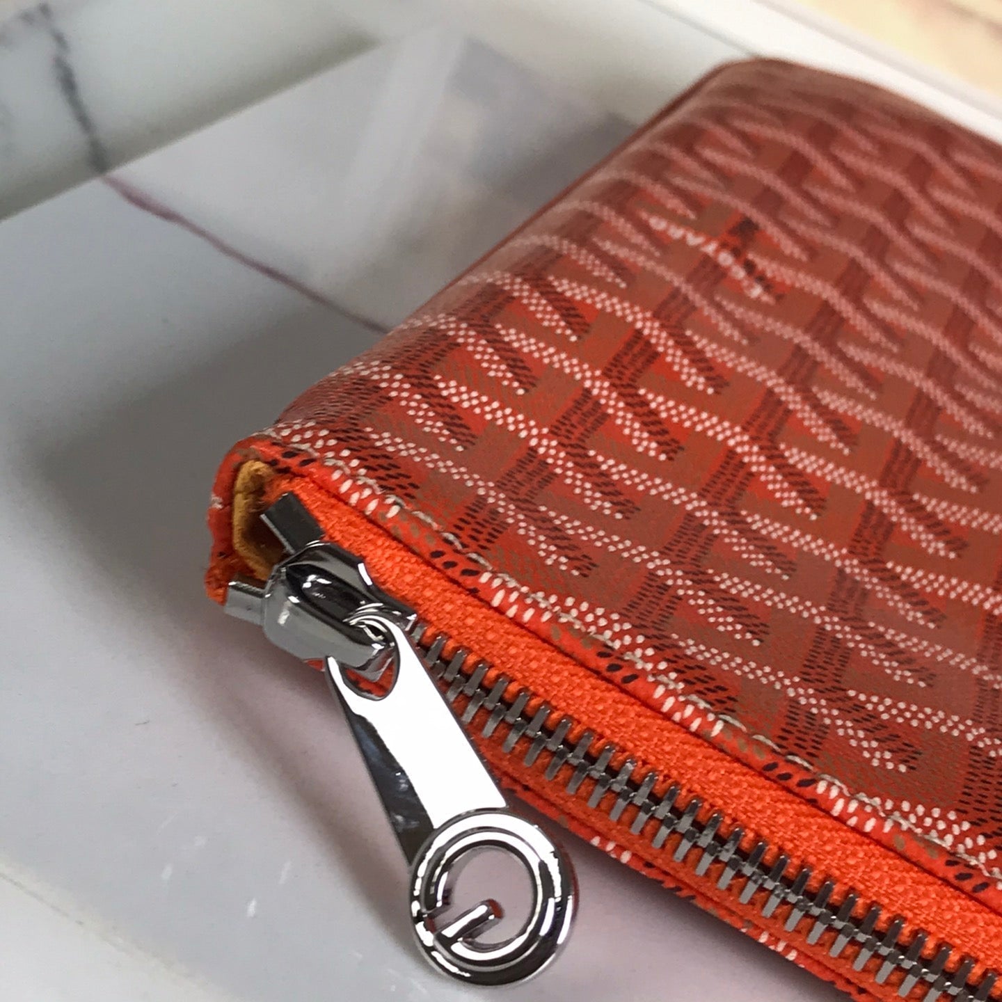 SÃ‰NAT MGM POUCH 40 IN RED ORANGE GOYARDINE CANVAS