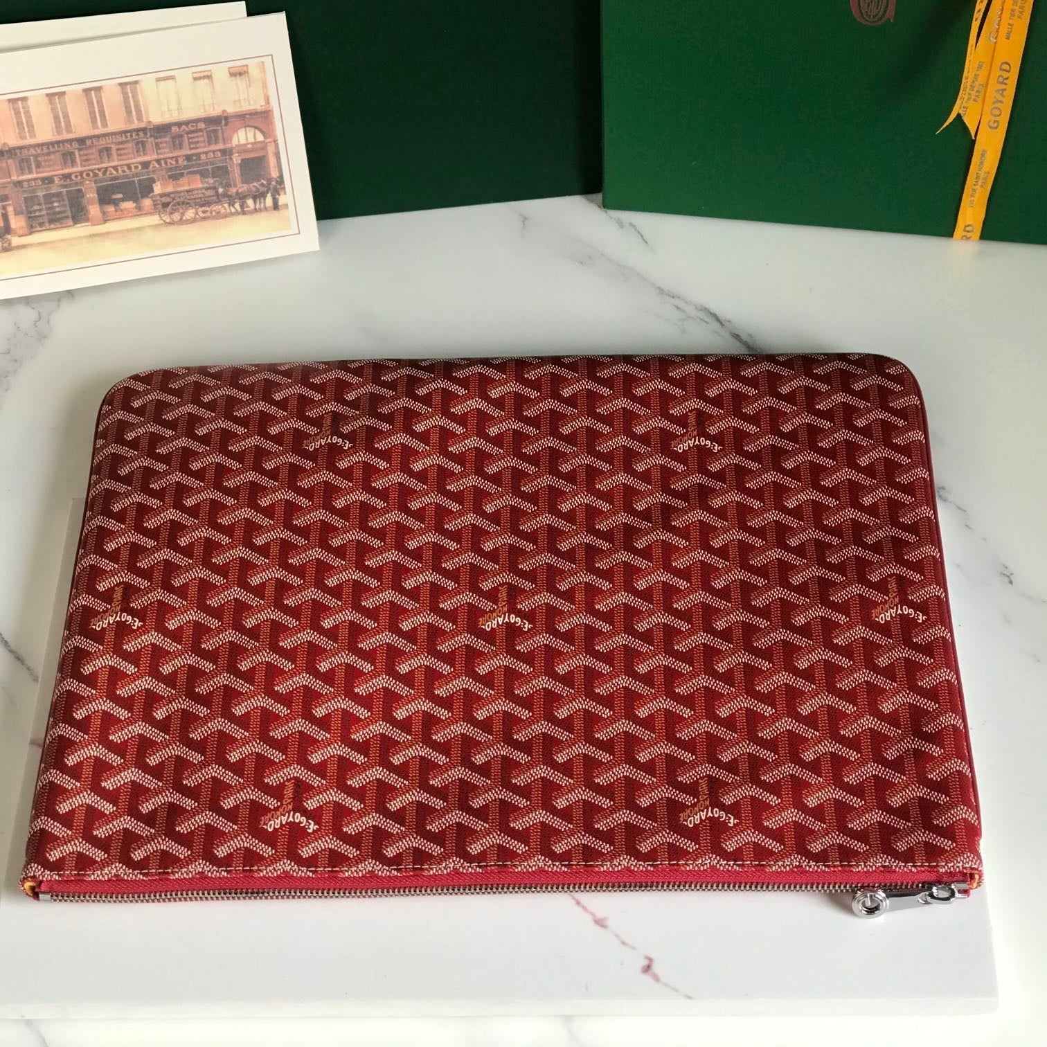 SÃ‰NAT MGM POUCH 40 IN MONZA RED GOYARDINE CANVAS