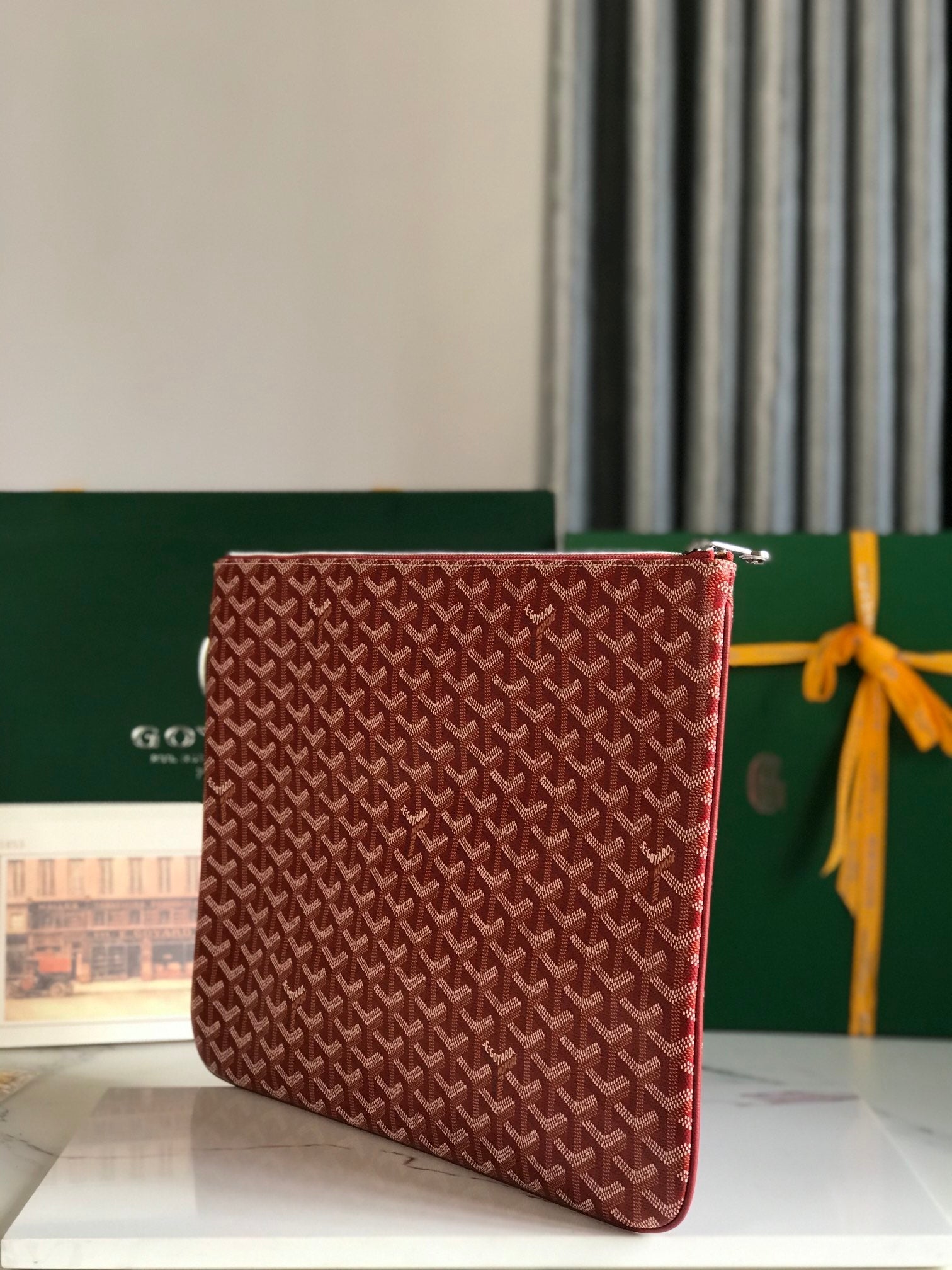 SÃ‰NAT MGM POUCH 40 IN MONZA RED GOYARDINE CANVAS